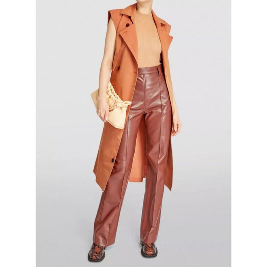 Aeron Delray Dusty Peach Iridescent Sleeveless Button Trench Coat Welt Pockets