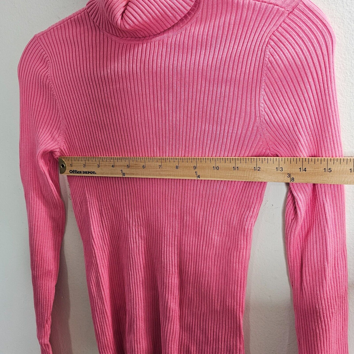 525 American Pink Form Fitting Ribbed Knit Long Sleeve Turtleneck Top Small