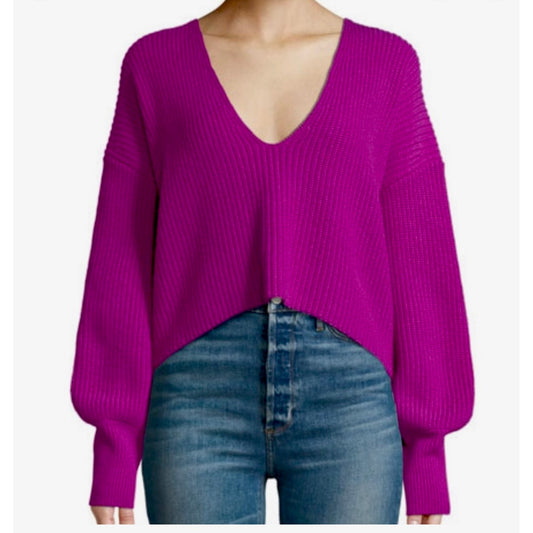 A.L.C. Violet Deep V-Neck Long Sleeve Boxy Crop Sweater XS